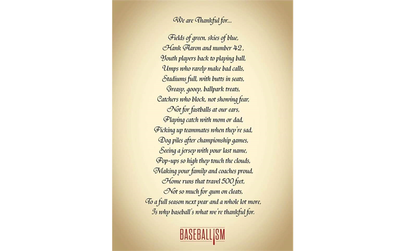 Thankful for baseball